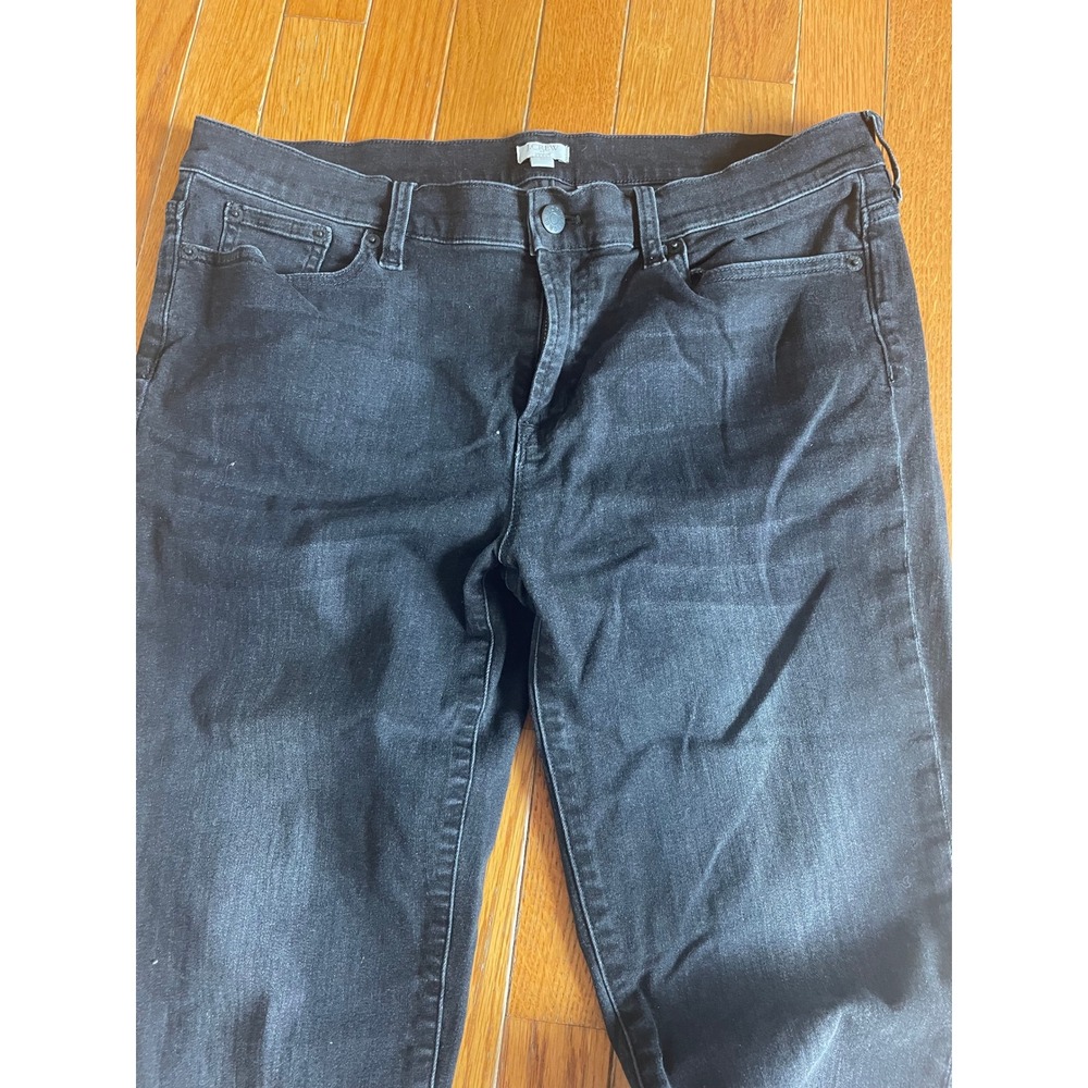 J Crew Jeans Womens Sz 32 Charcoal‎ Raw Hem Mid Rise Stretch Denim Straight - Picture 3 of 9